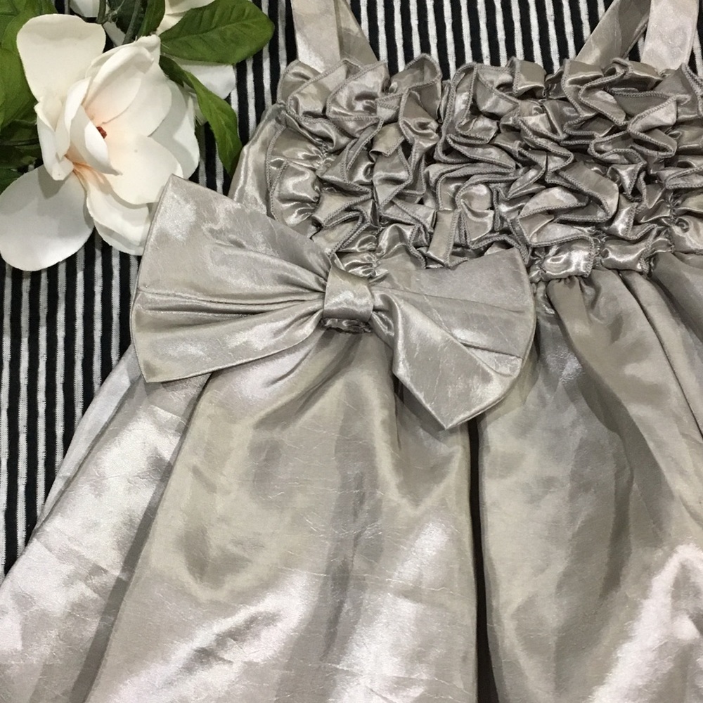 Silver Metallic Ruffle Dress - Picture 2 of 4